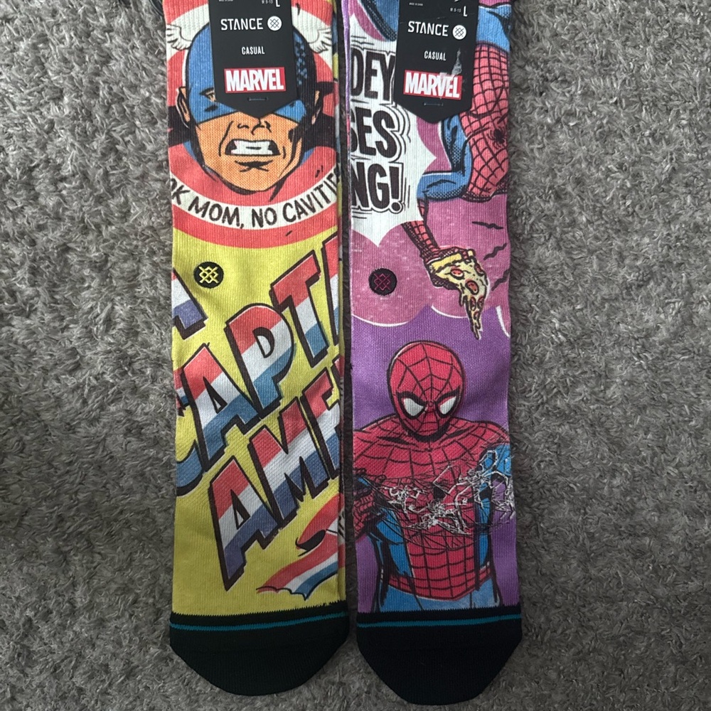 Stance Marvel Captain America and Spider-Man Graphic Socks - Yellow and Purple